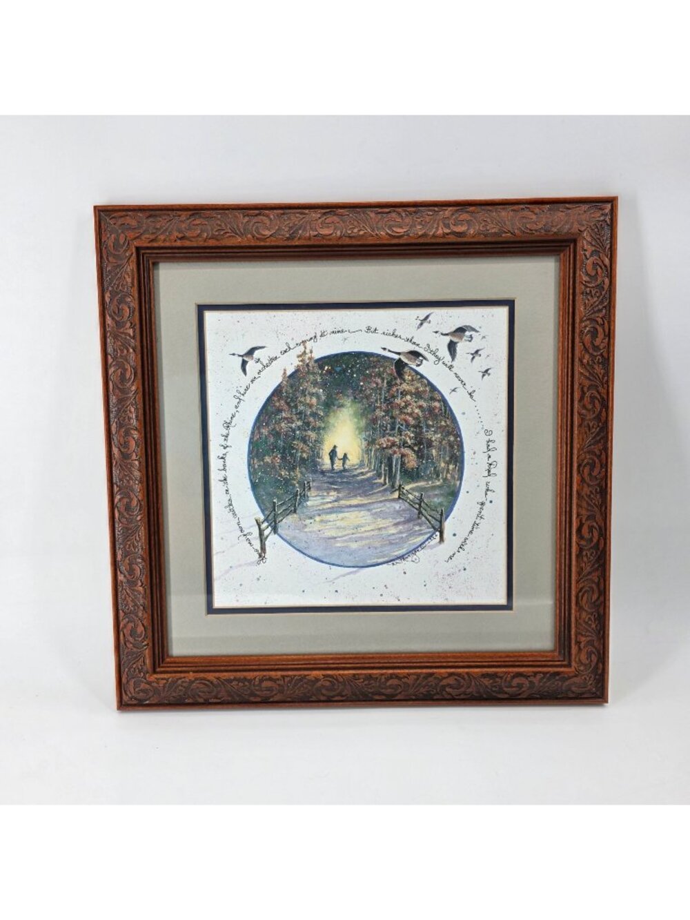 Vintage 1996 Print Titled "A Walk With Dad" By artist D. Morgan Size 16x16